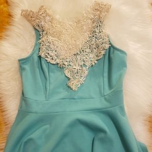 Teal Lace peplum blouse